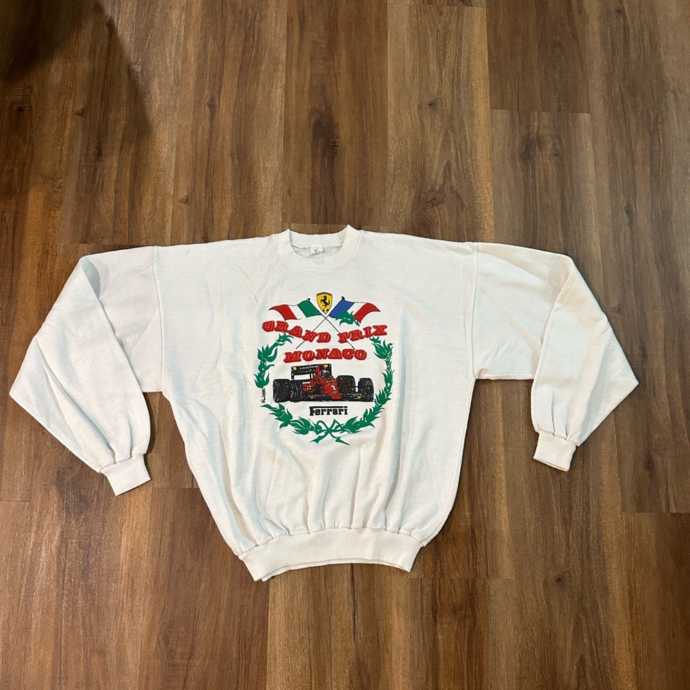Vintage Ferrari Monaco White Crewneck